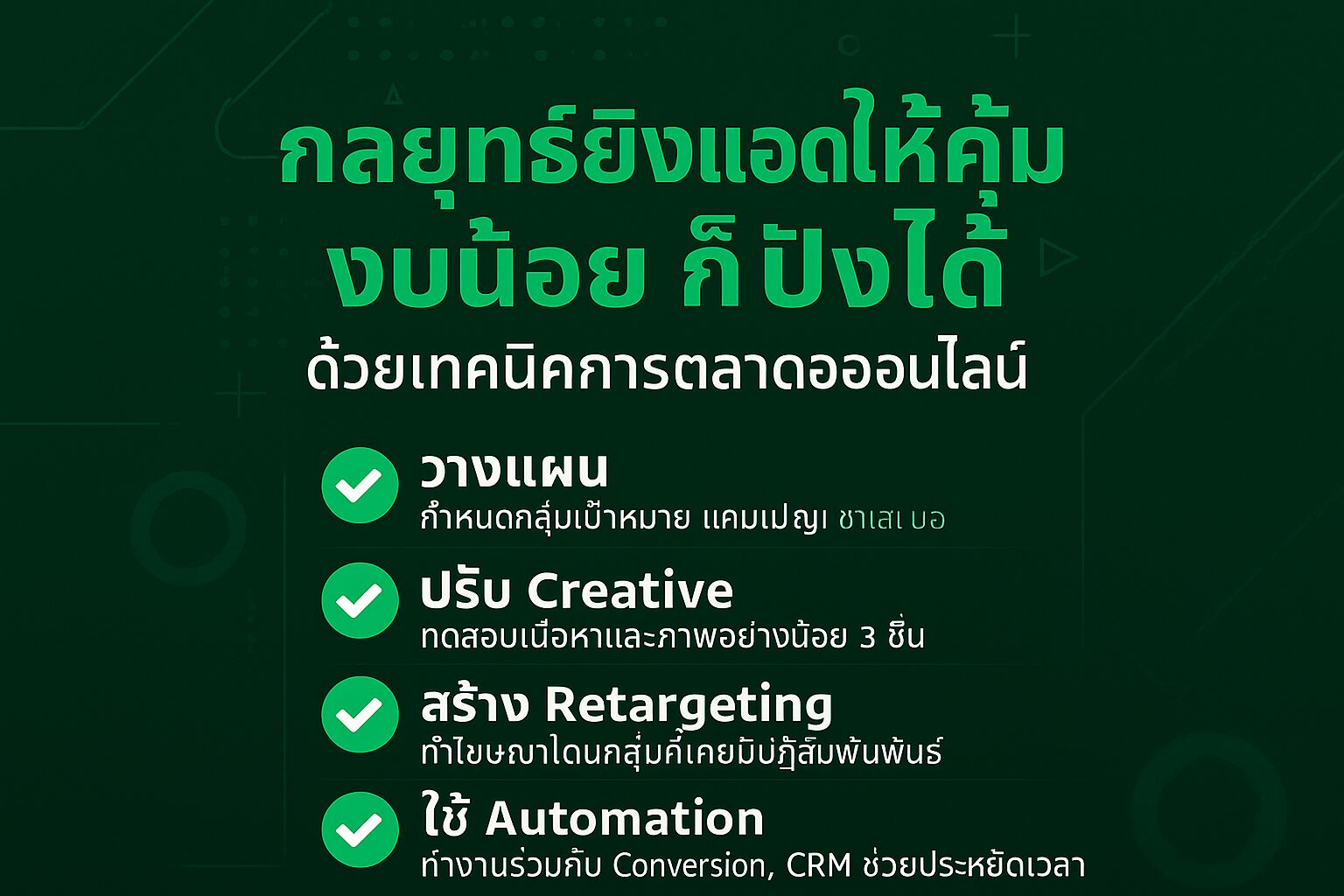 กลยุทธ์ยิงแอดให้คุ้ม งบน้อยก็ปังได้ ด้วยเทคนิคการตลาดออนไลน์แบบเห็นผลจริง
