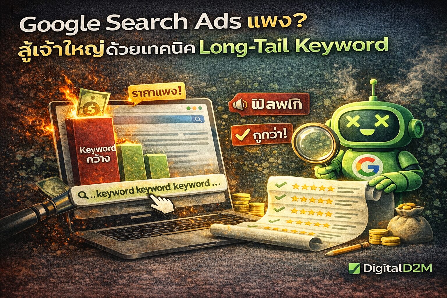 Google Search Ads, Long-Tail Keyword, Google Ads, ยิงแอด Google, ค่าคลิกถูก