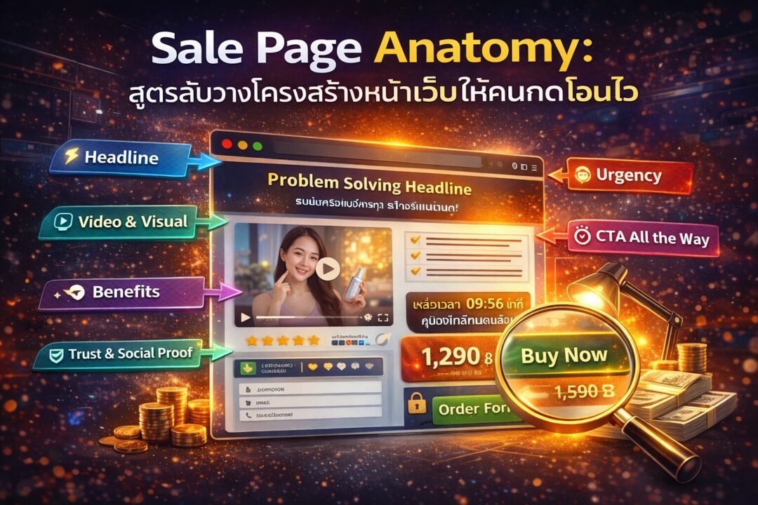 Sale Page, Landing Page, โครงสร้างเซลล์เพจ, เพิ่มยอดขายเว็บไซต์, Conversion Rate Optimization