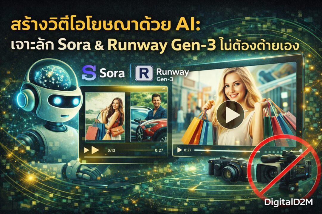 สร้างวิดีโอโฆษณาด้วย AI, Sora OpenAI, Runway Gen-3, AI Video Generation, ทำคลิปด้วย AI