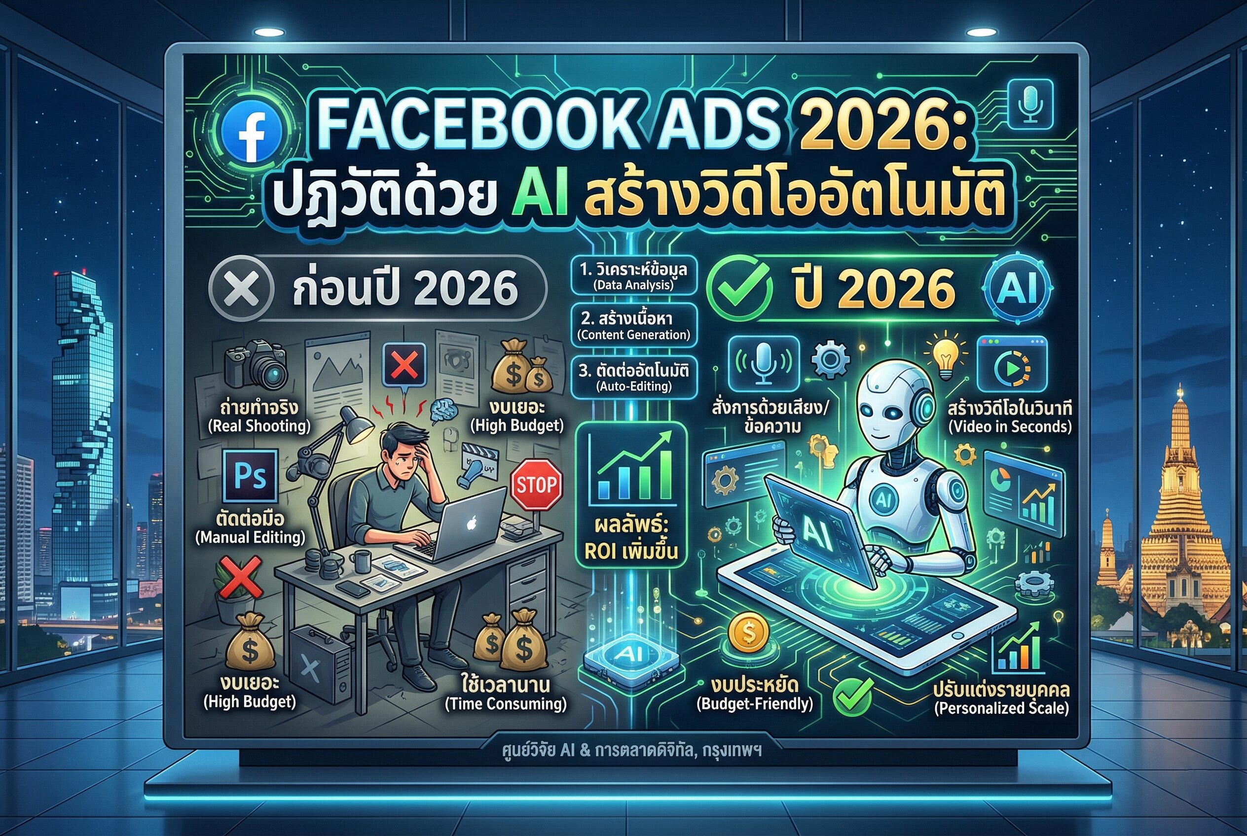 Facebook Ads 2026 ปฏิวัติด้วย AI สร้างวิดีโอ อัตโนมัติ 1 Facebook Ads 2026, Advantage+ Creative, AI สร้างวิดีโอ, ลดต้นทุนคอนเทนต์, ยิงแอดวิดีโอ