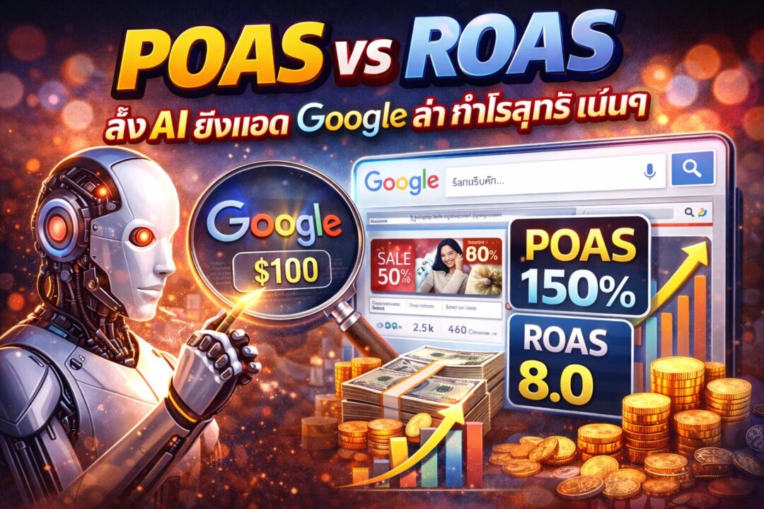 POAS, ROAS, ยิงแอด Google, วัดผลโฆษณา, กำไรสุทธิ