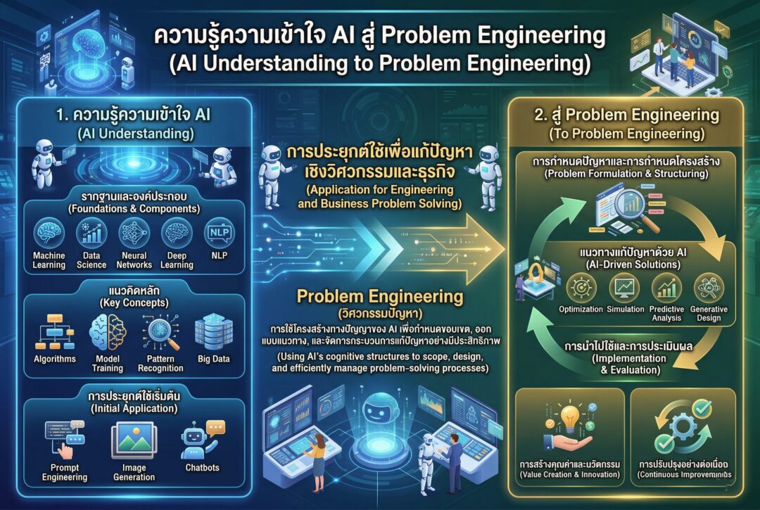 ความรู้ความเข้าใจ AI, ป้อนคำสั่ง AI, Problem Engineering, เทคโนโลยี AI, ทำงานร่วมกับ AI
