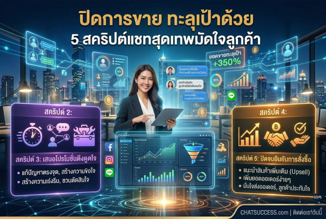 ปิดการขาย, สคริปต์ตอบแชท, เทคนิคการขาย, หาลูกค้าใหม่, เพิ่มยอดขาย