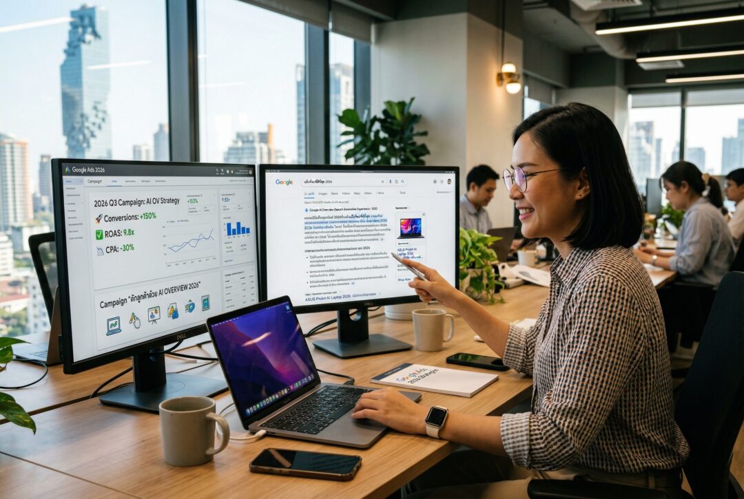 ยิงแอดกูเกิล, Google Ads 2026, AI Overview, Search Generative Experience, โฆษณาหน้าแรก