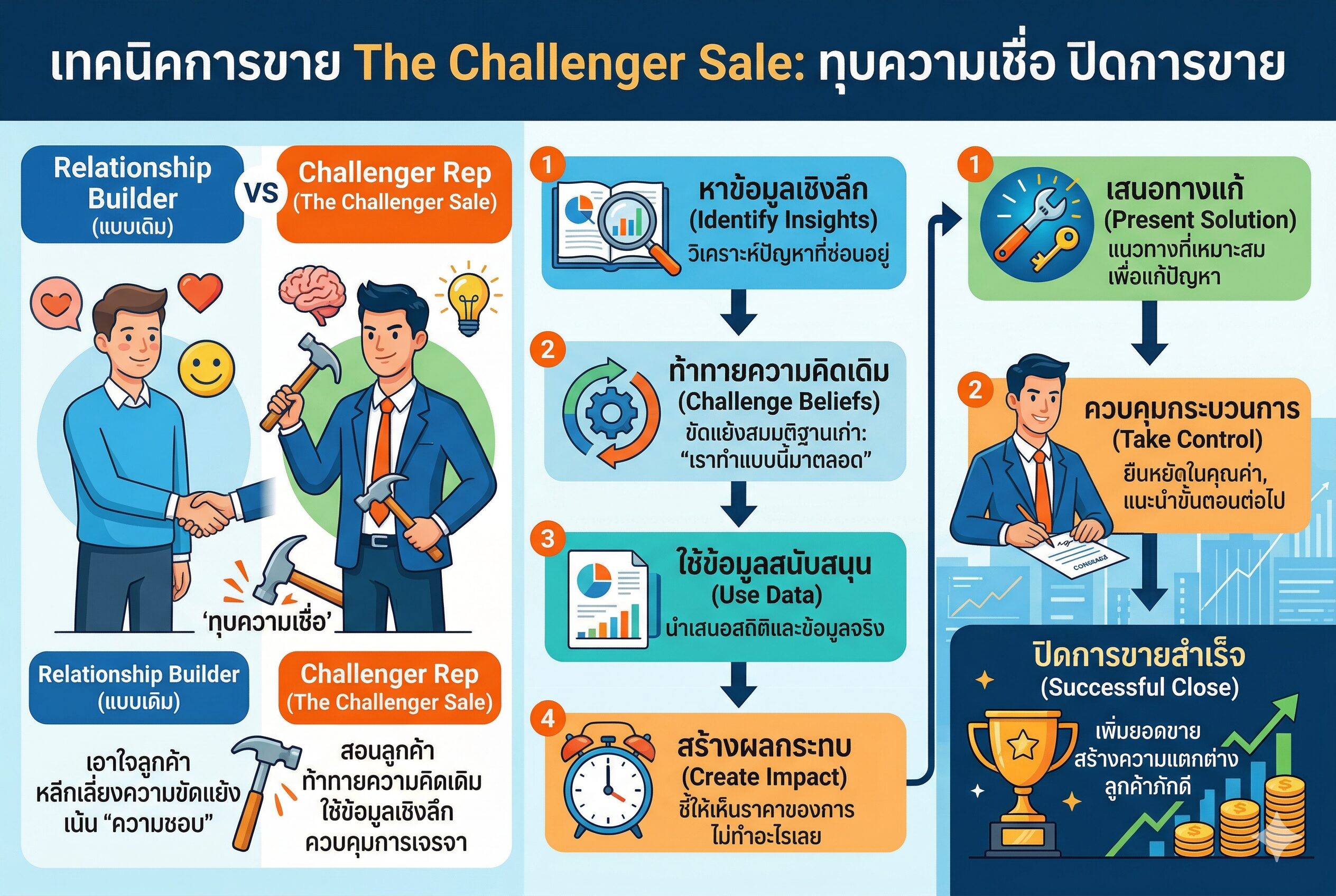 เทคนิคการขาย The Challenger Sale ทุบความเชื่อ ปิดการขาย เทคนิคการขาย, ปิดการขาย, The Challenger Sale, พนักงานขาย, เพิ่มยอดขาย