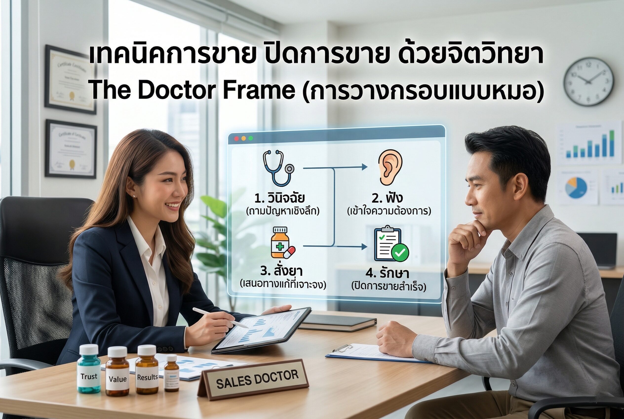 เทคนิคการขาย, ปิดการขาย, จิตวิทยา, ลูกค้า, The Doctor Frame