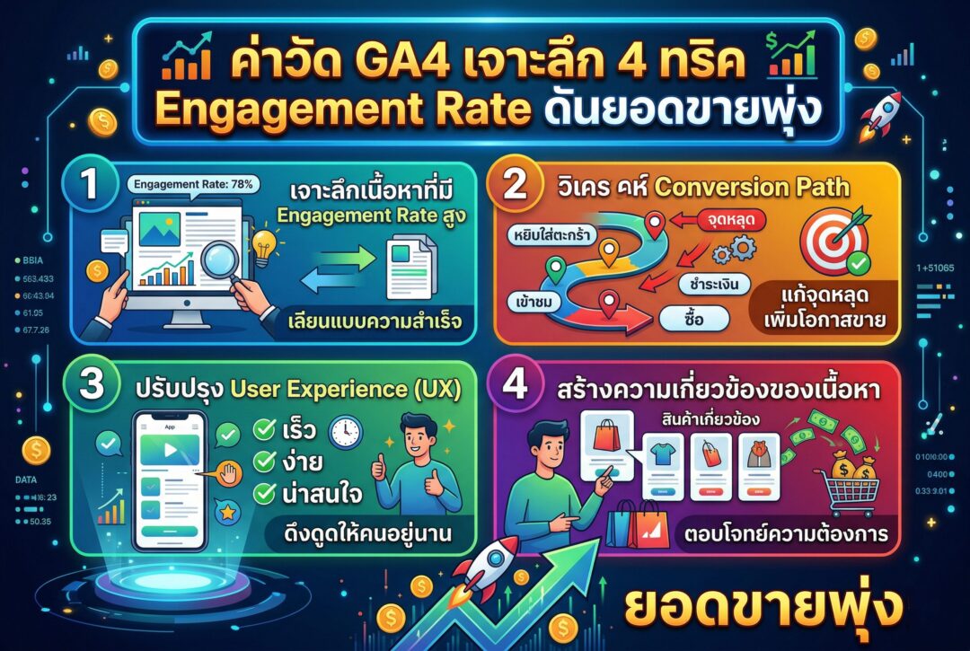 ค่าวัด GA4, วิเคราะห์เว็บไซต์, Engagement Rate, การตลาดออนไลน์, รับทำ SEO