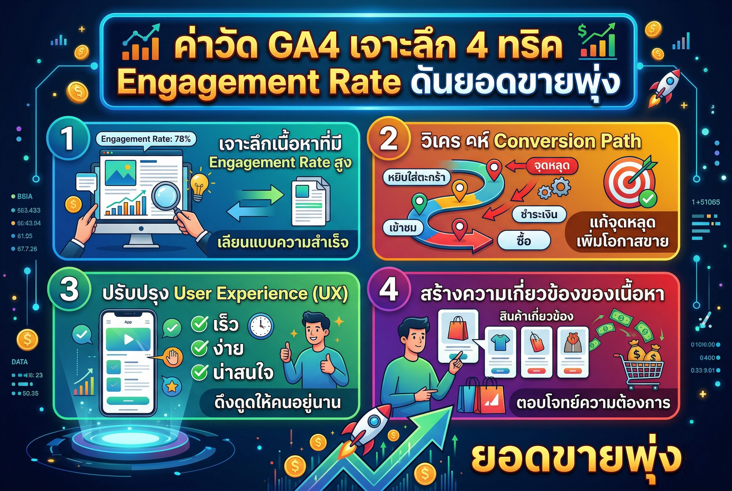 ค่าวัด GA4 เจาะลึก 4 ทริค Engagement Rate ดันยอดขายพุ่ง ค่าวัด GA4, วิเคราะห์เว็บไซต์, Engagement Rate, การตลาดออนไลน์, รับทำ SEO