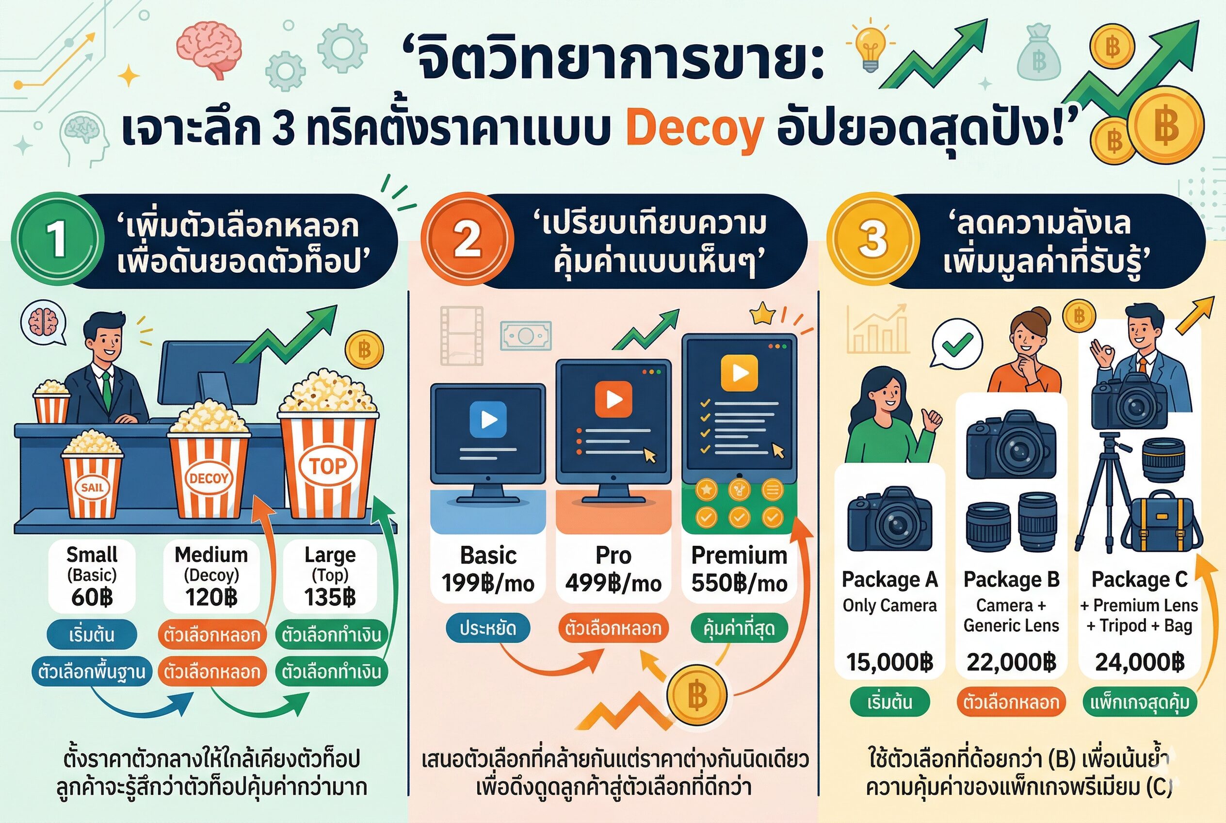 จิตวิทยาการขาย เจาะลึก 3 ทริคตั้งราคาแบบ Decoy อัปยอดสุดปัง จิตวิทยาการขาย, เทคนิคตั้งราคา, เพิ่มยอดขาย, ปิดการขาย, ทำธุรกิจ