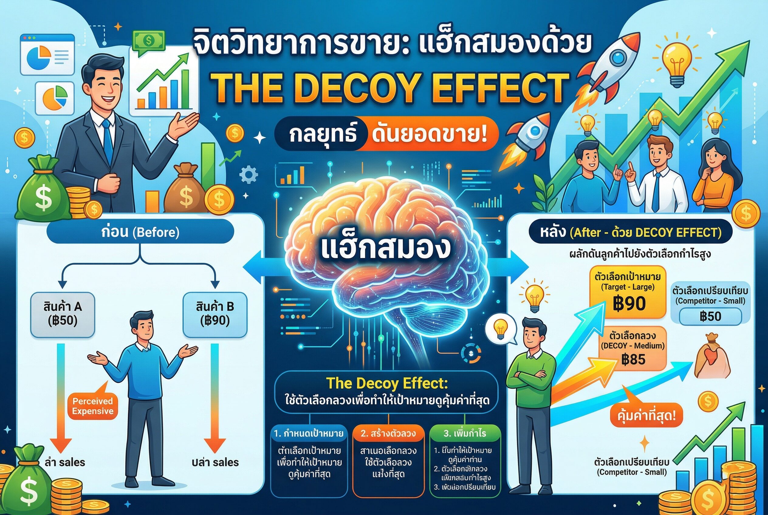 จิตวิทยาการขาย แฮ็กสมองด้วย The Decoy Effect ดันยอดขาย จิตวิทยาการขาย, ตั้งราคา, เพิ่มยอดขาย, การตลาดออนไลน์, The Decoy Effect