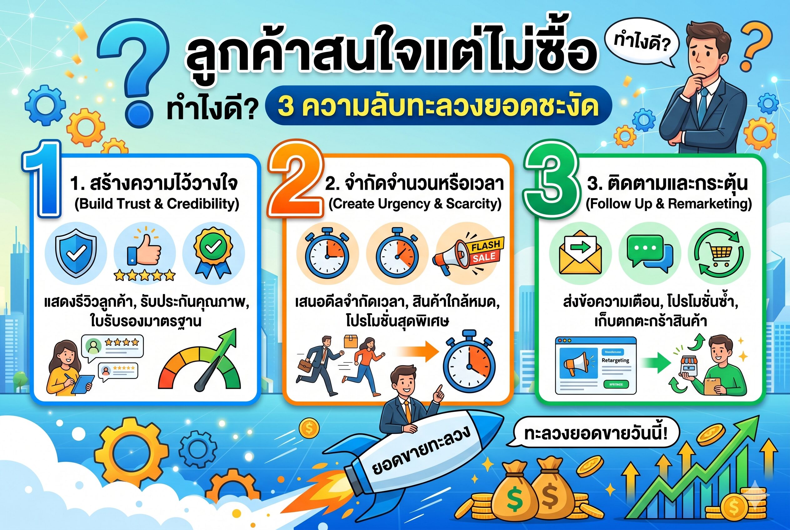 ลูกค้าสนใจแต่ไม่ซื้อ, การตลาดออนไลน์, เพิ่มยอดขาย, ปิดการขาย, โฆษณาเฟสบุ๊ค