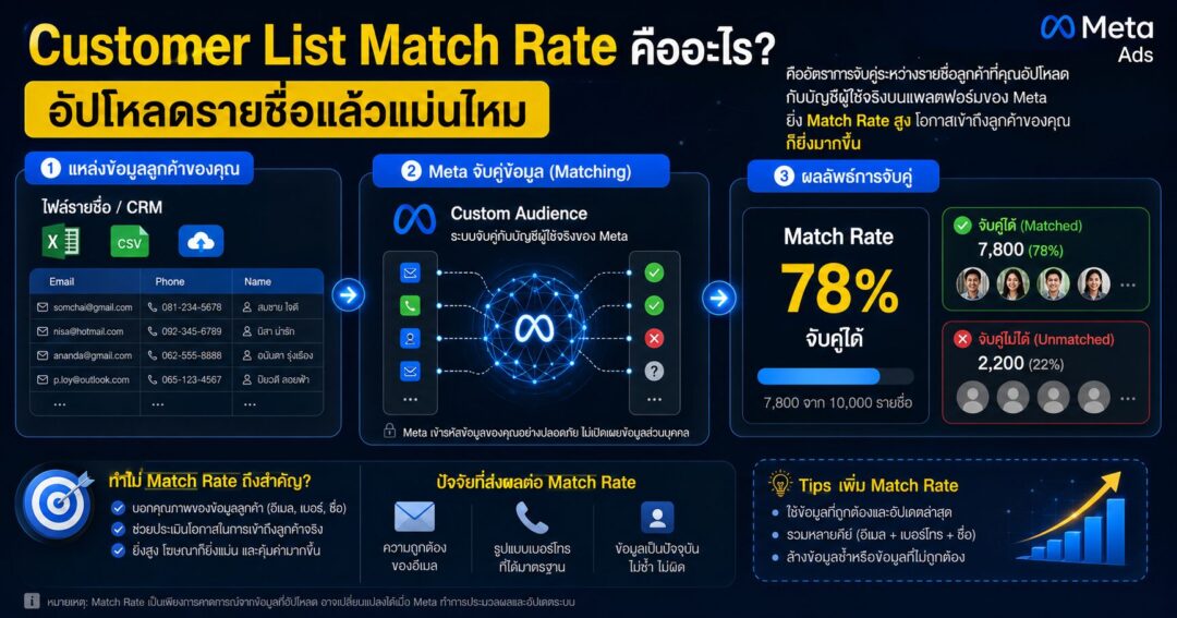 Customer List Match Rate, Customer List Match Rate คืออะไร, Custom Audience, Customer List Custom Audience, First-party Data