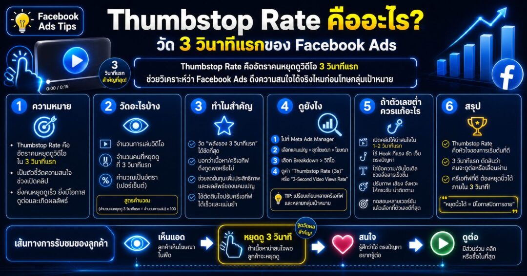 Thumbstop Rate คืออะไร? วัด 3 วินาทีแรกของ Facebook Ads