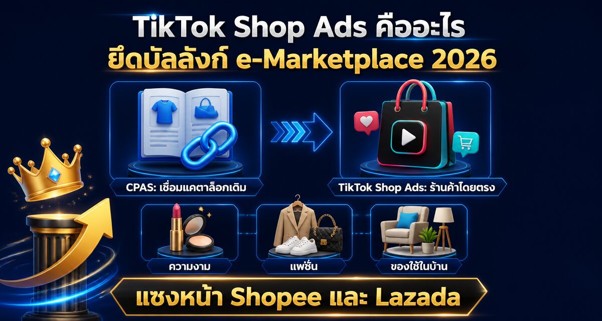 tiktok shop ads marketplace 2026 strategy 1 TikTok Shop Ads คืออะไร: ยึดบัลลังก์ e-Marketplace 2026